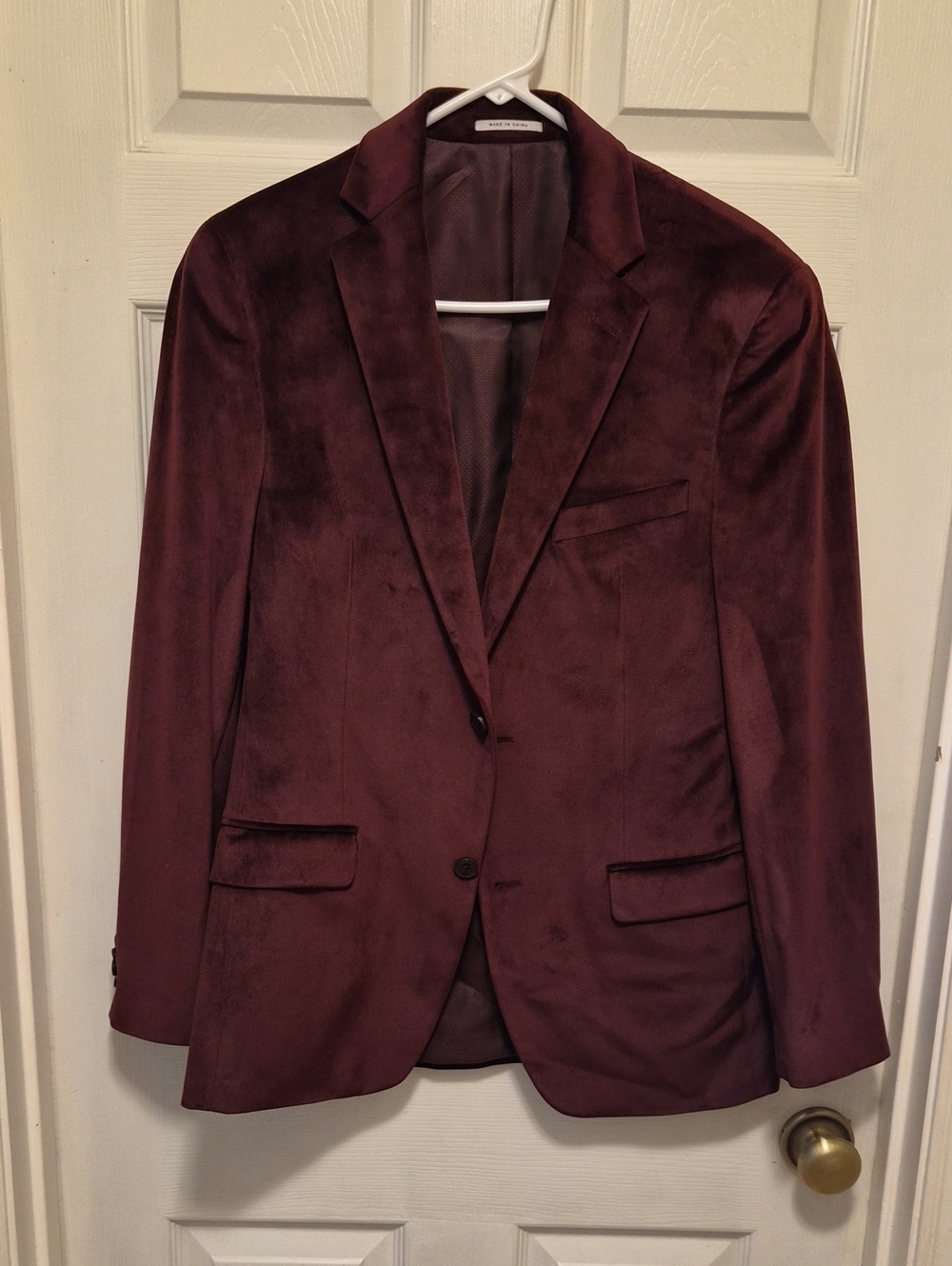 Alfani Burgundy Velvet Tailored Blazer